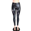 Metallic Black and Shattered Glass Mid-Rise Leggings Pants - Peridot Clothing