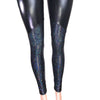 Metallic Black and Shattered Glass Mid-Rise Leggings Pants - Peridot Clothing