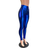 Metallic Blue High Waisted Leggings Pants - Peridot Clothing