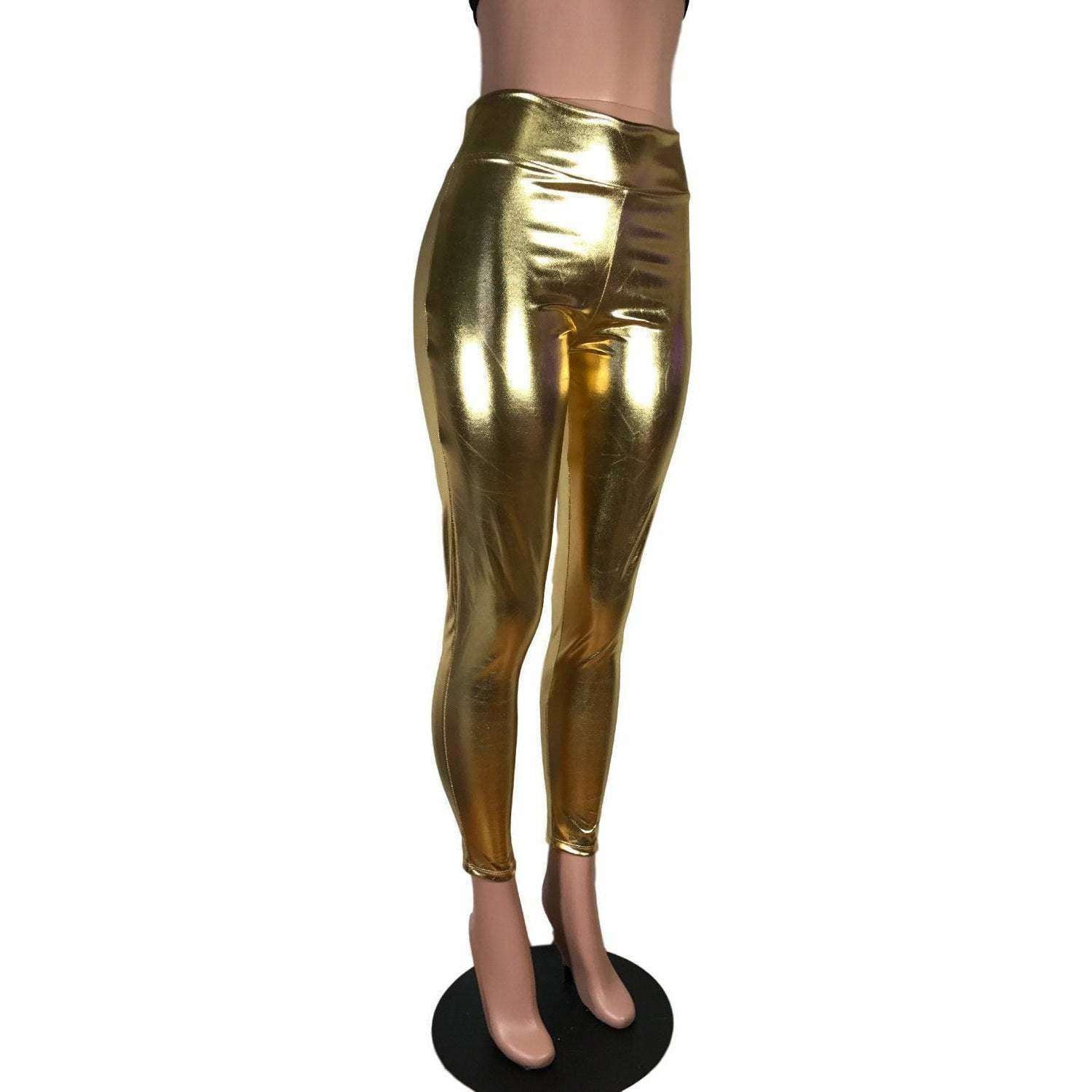 Metallic Gold High Waisted Leggings Pants– Peridot Clothing