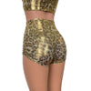 Metallic Leopard Ruched Booty Shorts - Peridot Clothing