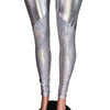 Metallic Silver and Shattered Glass Mid-Rise Leggings Pants - Peridot Clothing