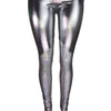 Metallic Silver and Shattered Glass Mid-Rise Leggings Pants - Peridot Clothing