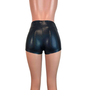 MID Rise Booty Shorts - Black Sparkle - Peridot Clothing