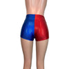 MID-Rise Booty Shorts - Harley Quinn Blue/Red Mystique - Peridot Clothing