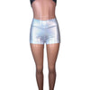 MID Rise Booty Shorts - Silver Holographic - Peridot Clothing