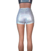 MID Rise Booty Shorts - Silver Holographic - Peridot Clothing