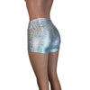 MID Rise Booty Shorts - Silver Shattered Glass - Peridot Clothing