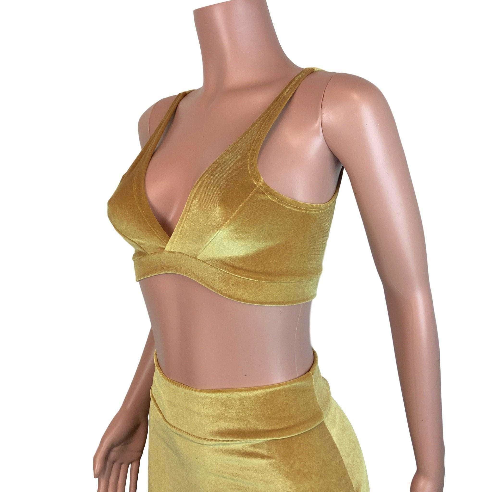 Mustard Gold Velvet Bralette– Peridot Clothing