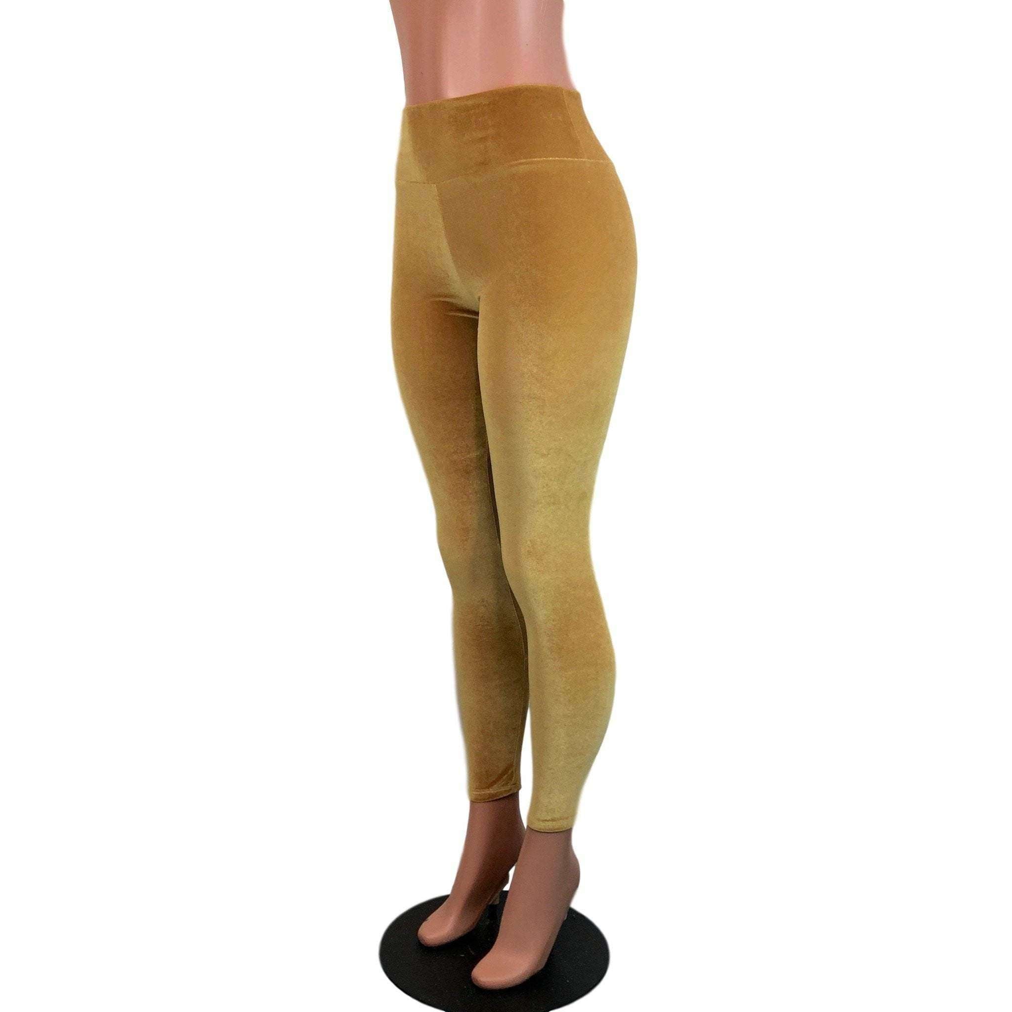 Mustard Gold Velvet High Waisted Leggings Pants– Peridot Clothing
