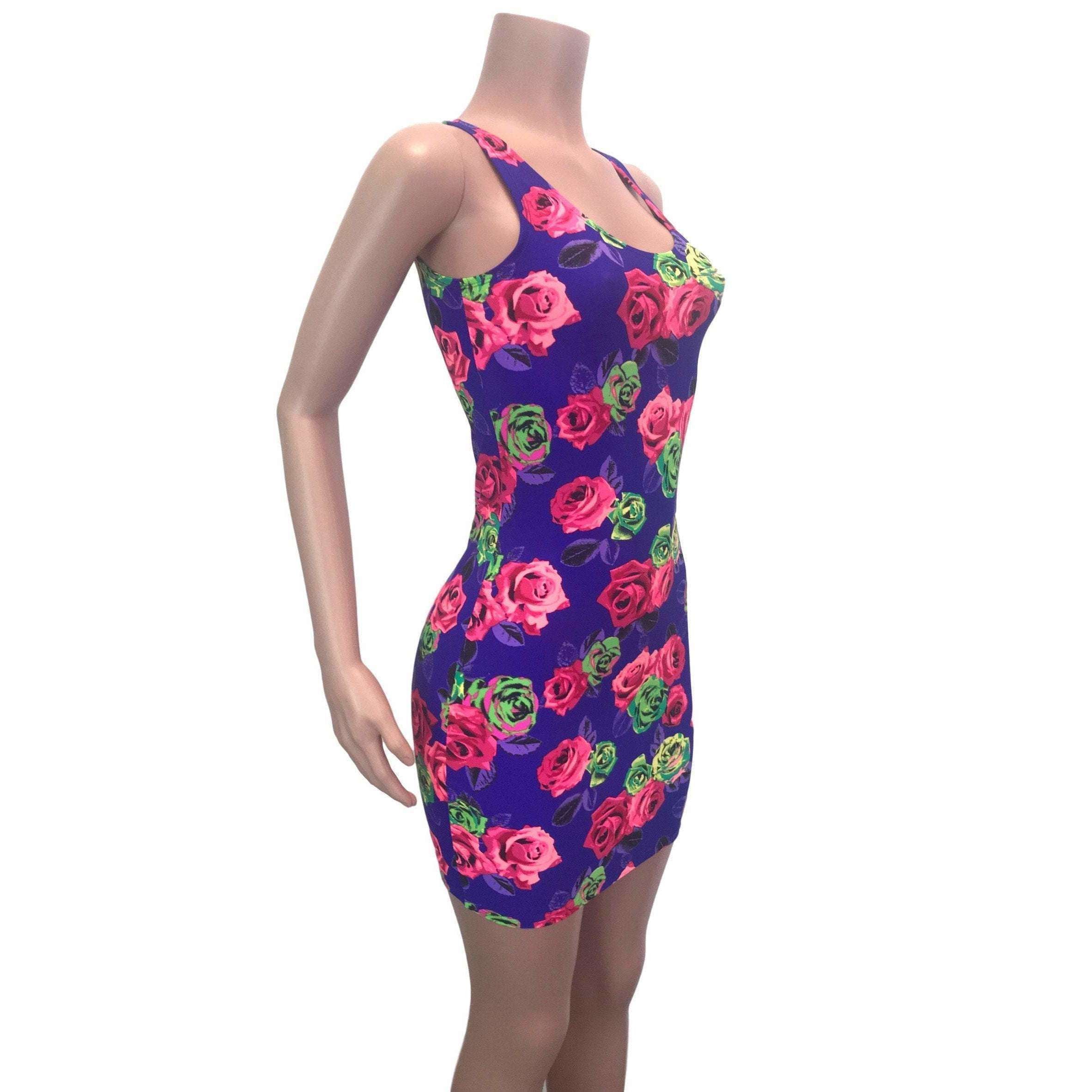 SALE - Neon Rose Floral Bodycon Dress - Limited Sizes Medium SALE - Neon Rose Floral Bodycon Dress - Limited Sizes Medium