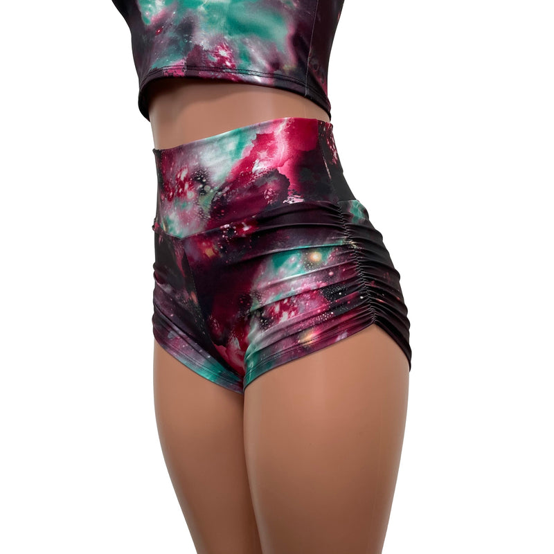 SALE - Small - New Galaxy High-Waisted Ruched Booty Shorts– Peridot Clothing