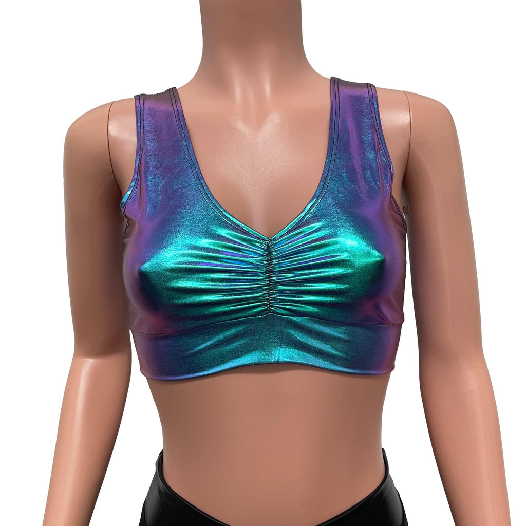 Oil Slick Holographic Scrunch Top Bralette Pride Clothing - Peridot Clothing