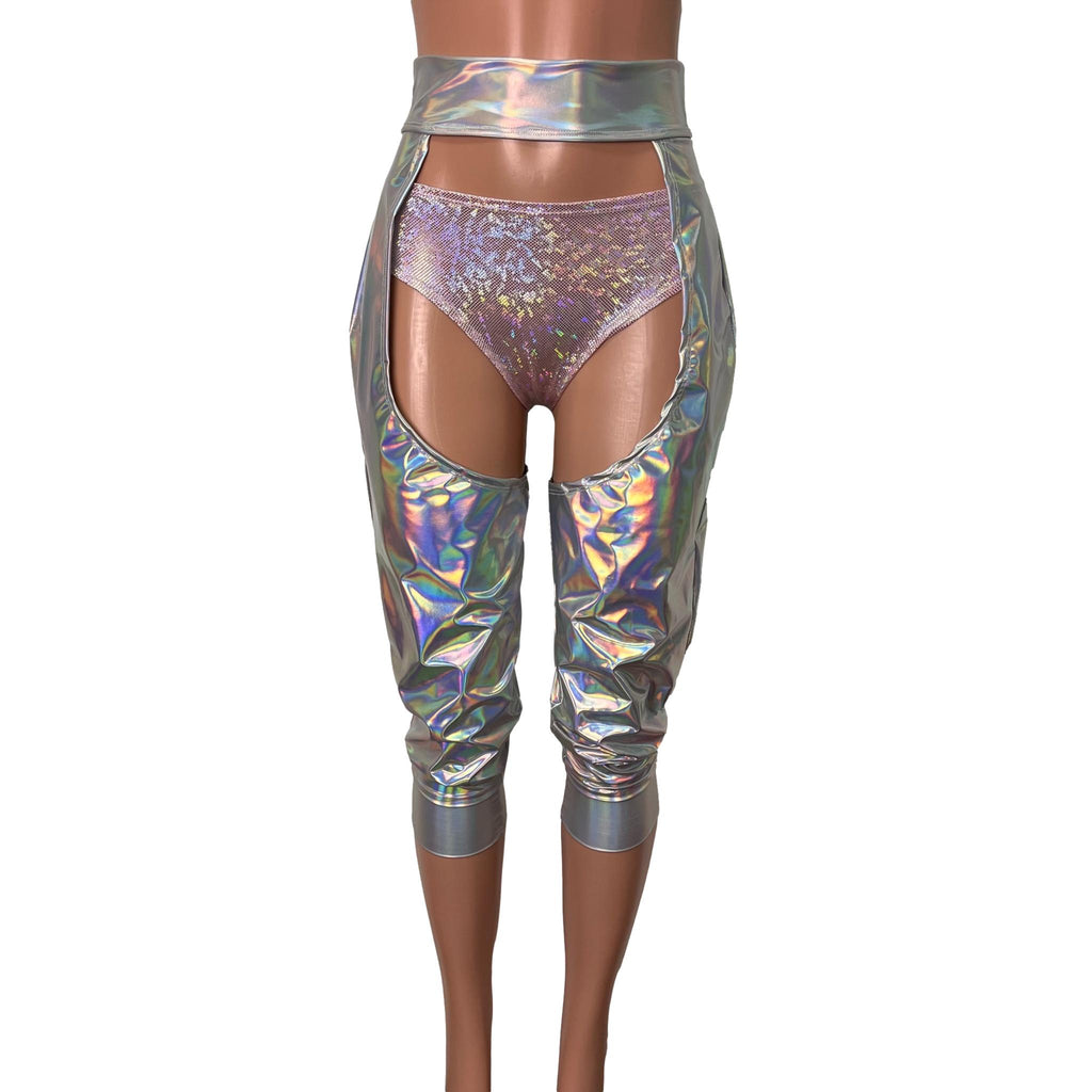 Jogger Chaps in Holographic Opal Iridescent Spandex Unisex Women's/Men's - Peridot Clothing