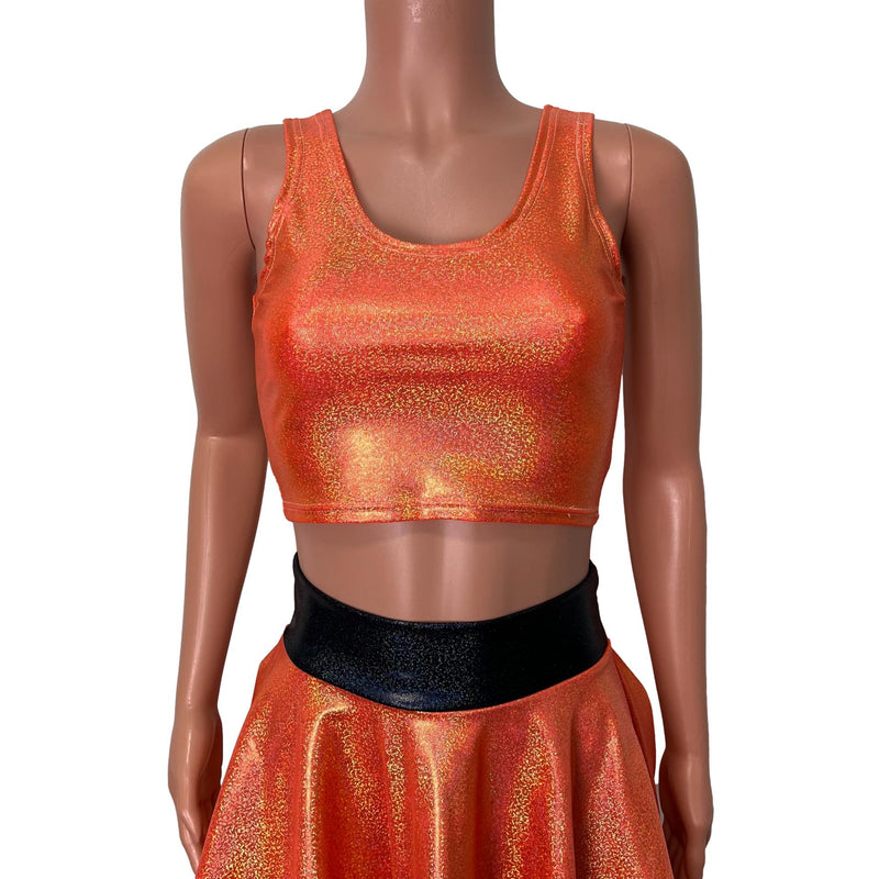 Crop Tank Top - Orange Sparkle Holographic - Peridot Clothing