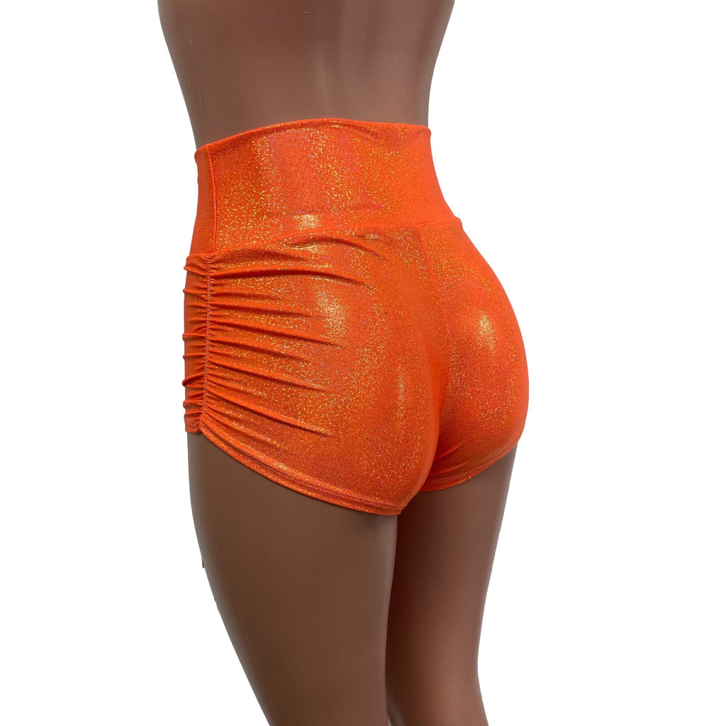 Ruched Booty Shorts - Orange Sparkle - Peridot Clothing