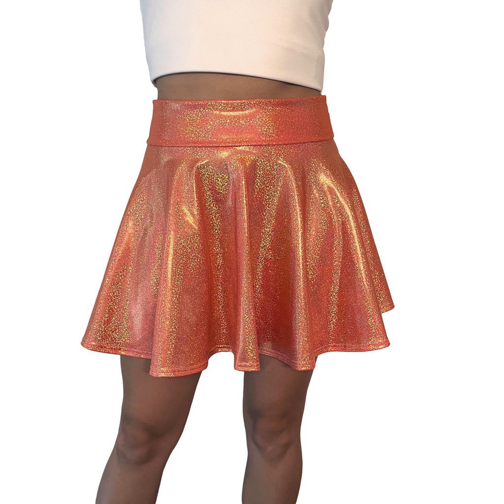 Skater Skirt - Orange Sparkle Holographic - Peridot Clothing