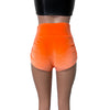 Ruched Booty Shorts - Orange Velvet Scrunch Shorts - Peridot Clothing