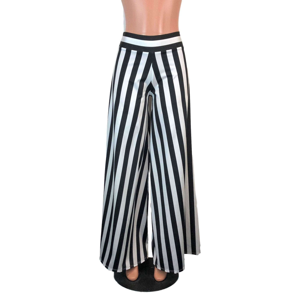 Palazzo Wide Leg Pants - Black & White Stripe - Peridot Clothing