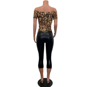 Peggy Bundy Costume - Leopard Top w/ Black Metallic Crops Outfit - Peridot Clothing