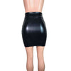 Pencil Skirt - Black Metallic "Wet Look" Faux Leather - Peridot Clothing