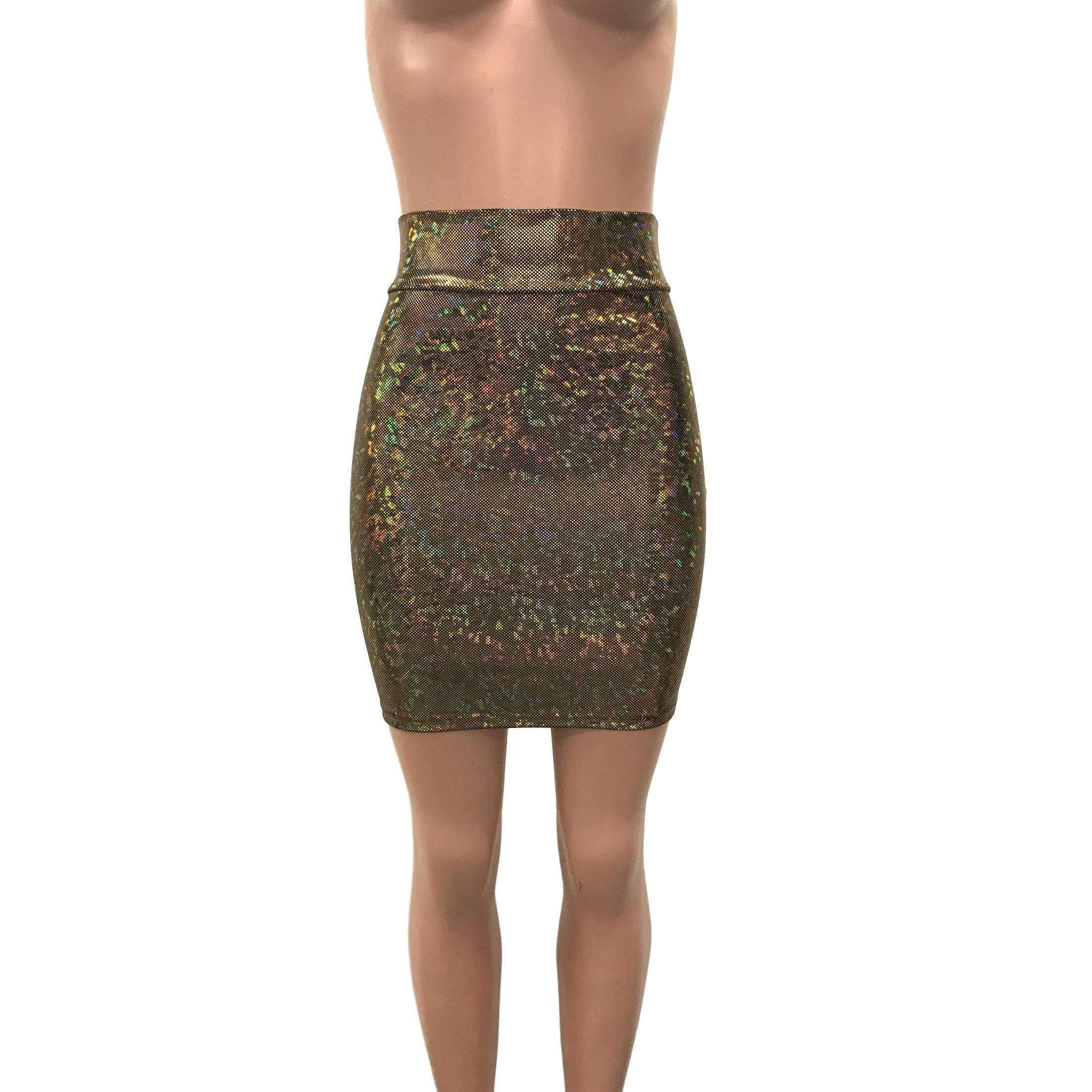 Pencil Skirt - Gold on Black Shattered Glass Holographic Large Pencil Skirt - Gold on Black Shattered Glass Holographic Large