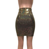Pencil Skirt - Gold on Black Shattered Glass Holographic - Peridot Clothing