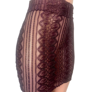 Pencil Skirt - Purple Metallic Lace - Peridot Clothing