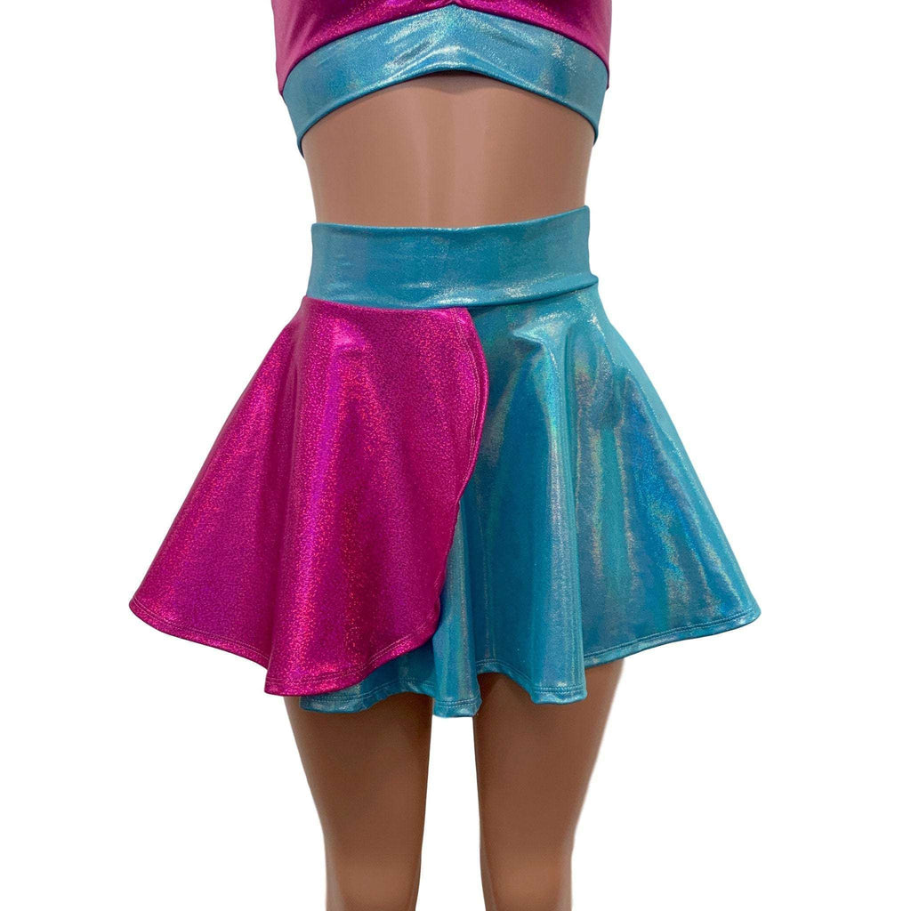 Pink and Blue Sparkle Petal Skater Skirt - Peridot Clothing