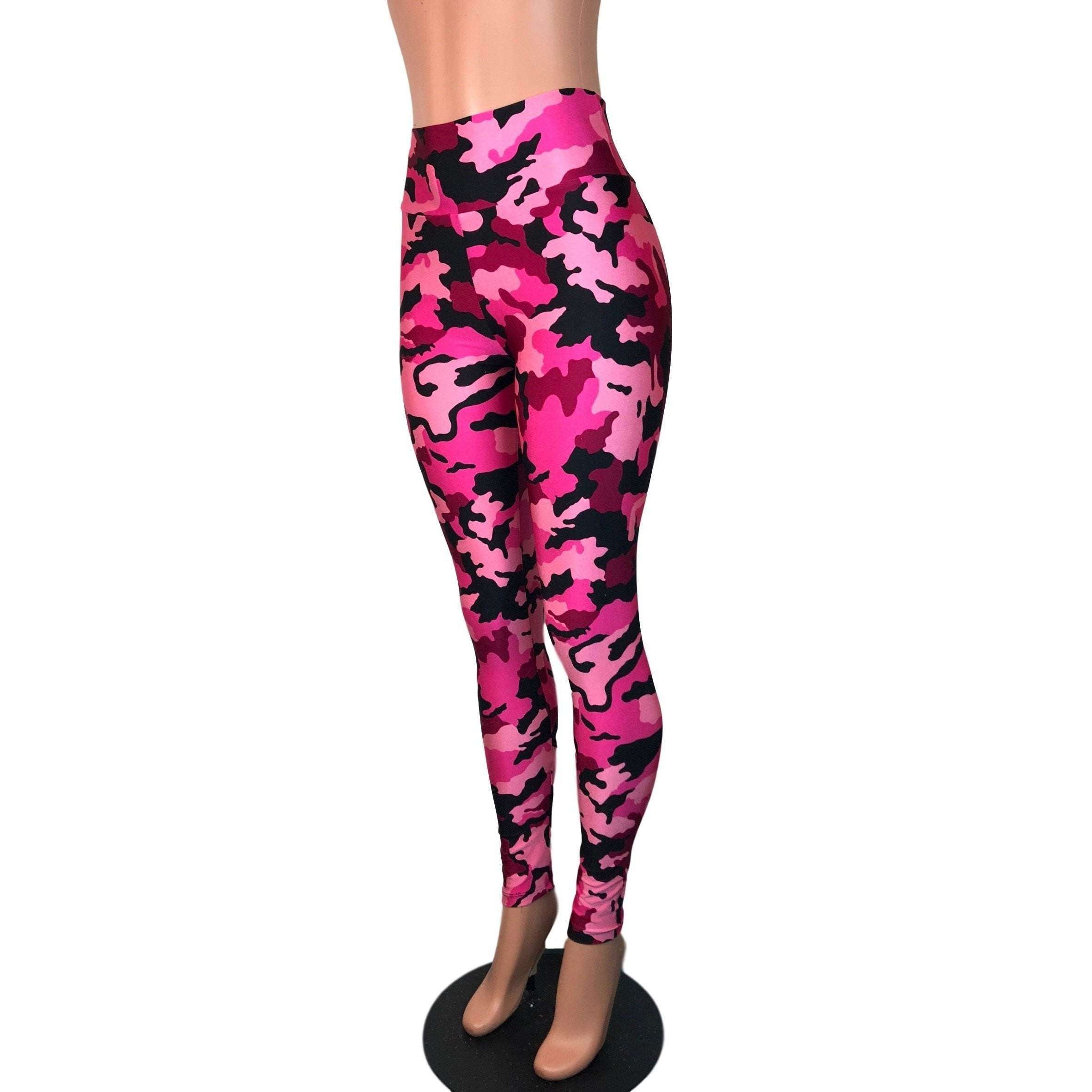 Pink & Black Camo Camouflage High Waist Leggings Pants– Peridot Clothing