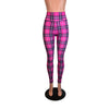 Pink Plaid High Waist Leggings Pants - Peridot Clothing