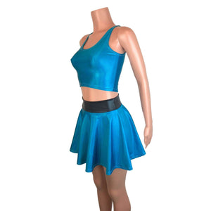 PowerPuff Girls BUBBLES Costume W/ Blue Skater Skirt and Crop Top - Peridot Clothing