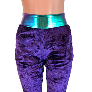 Purple Crushed Velvet/Oil Slick Joggers w/ Pockets - - Peridot Clothing