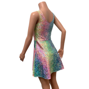Rainbow Avatar Holo A-line Mini Dress w/Pockets - Peridot Clothing