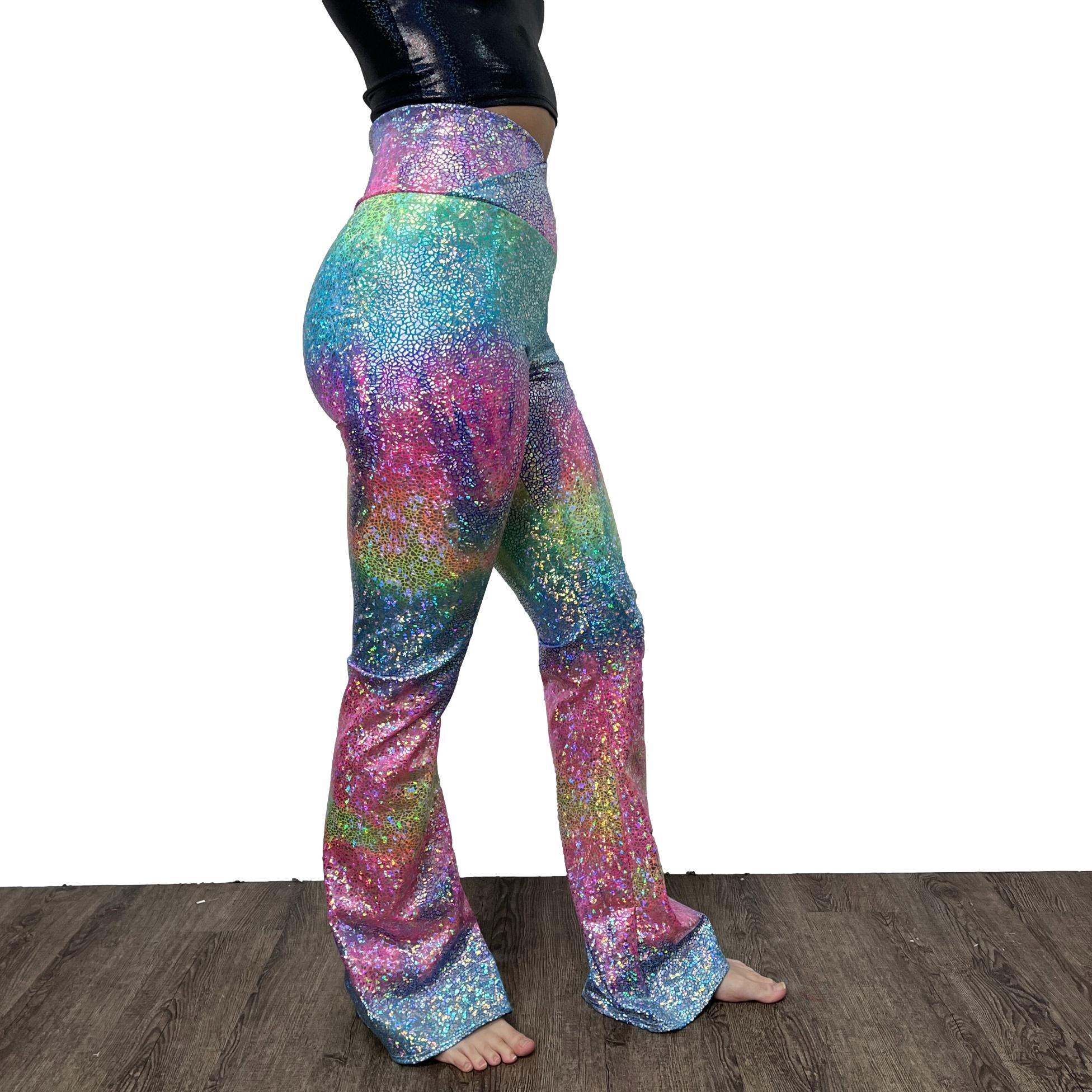 Opal Holographic High Waisted Leggings Pants– Peridot Clothing