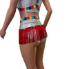Fringe Harness Skirt in Rainbow Stripe Pride | Rave Body Harness Bottom w/ Fringe - Peridot Clothing