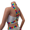 Cage Bra Harness Top in Rainbow Stripe Pride | Rave Body Chest Harness w/ Choker - Peridot Clothing