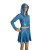 Rave Outfit - Blue Shattered Glass High Waisted Skater Skirt Oil & Long Sleeve Cropped Hoodie - Peridot Clothing