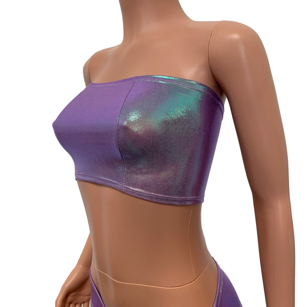 Rave Set - Lilac Iridescent Cheeky & Bandeau Outfit - Peridot Clothing
