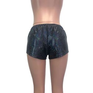 Rave Shorts - Black Shattered Glass Holographic - Peridot Clothing