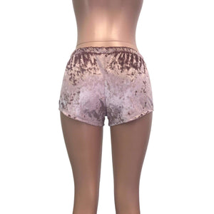 Rave Shorts - Dusty Pink Crushed Velvet - Peridot Clothing