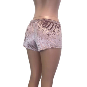 Rave Shorts - Dusty Pink Crushed Velvet - Peridot Clothing