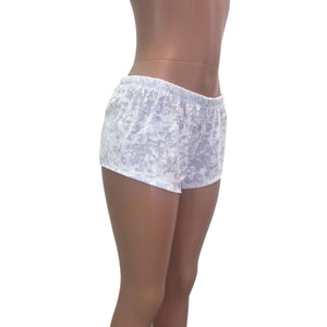 Rave Shorts - White Crushed Velvet - Peridot Clothing