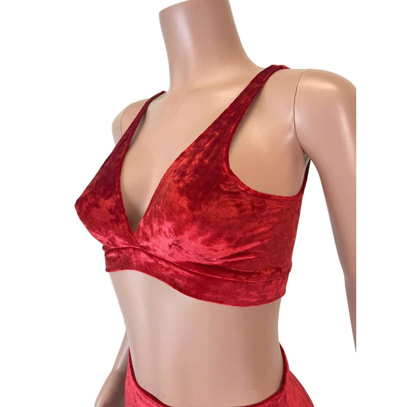 Red Crushed Velvet Bralette - Peridot Clothing