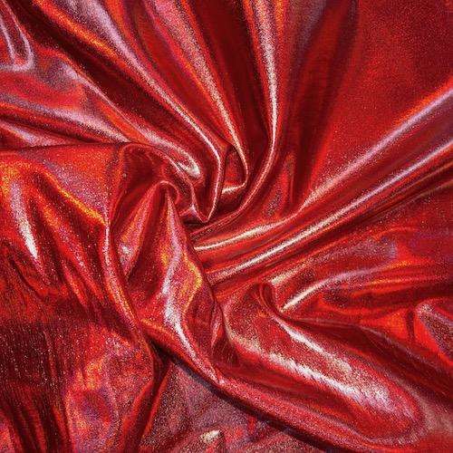 Red Holographic Nylon Spandex Fabric by-the-yard - Peridot Clothing