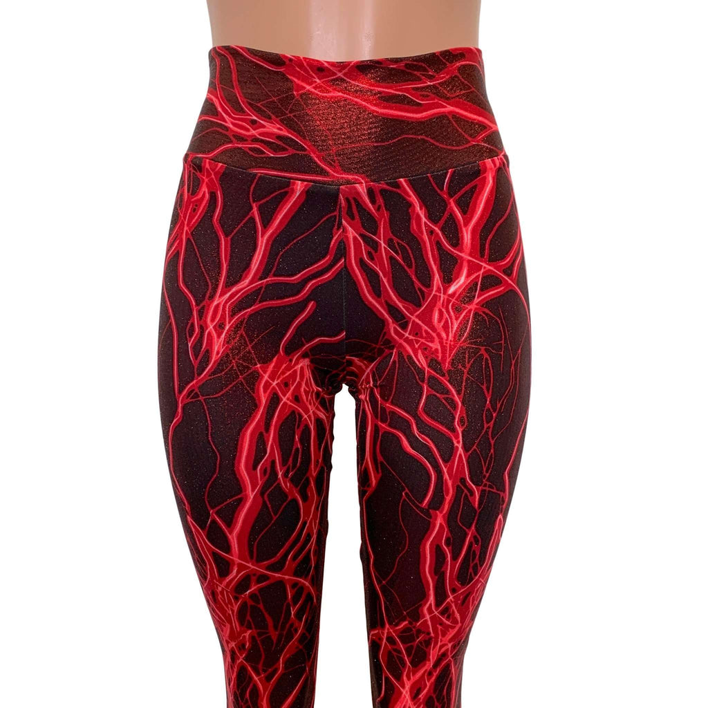 Red Lightning High Waist Leggings - Peridot Clothing
