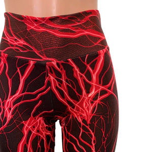 Red Lightning High Waist Leggings - Peridot Clothing