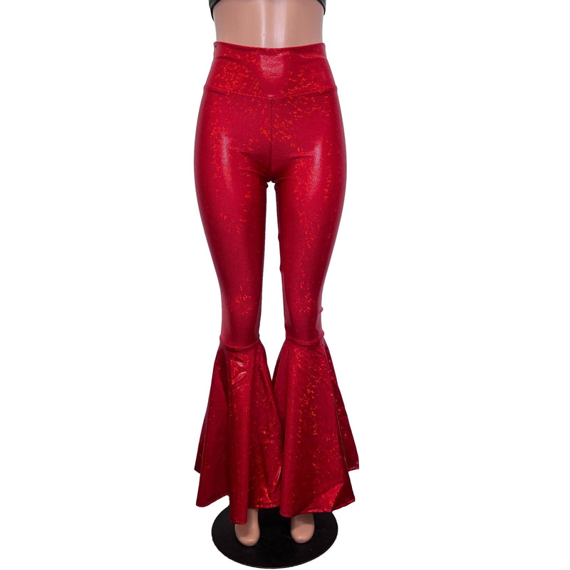 High Waist Bell Bottoms - Ruby Red Shattered Glass - Peridot Clothing