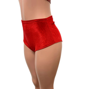 Red Velvet High Waist Scrunch Bikini Bottom - Peridot Clothing