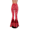 Red/Peach Groovy Tiered Flares -  Bell Bottom Pants - Choose your Rise - Peridot Clothing